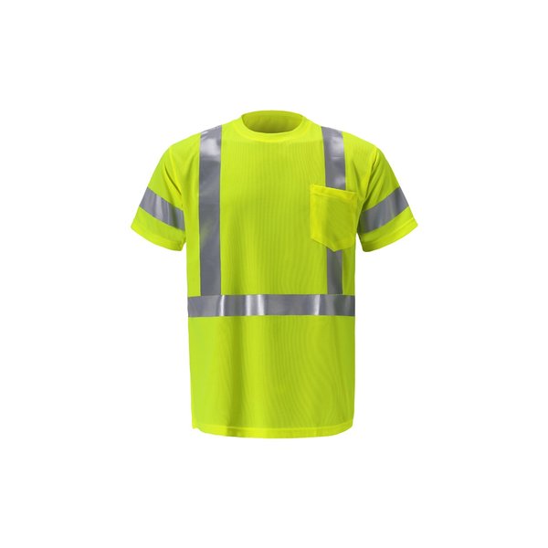 2W International High Viz Short Sleeve Birdseye T Shirt, Medium, Lime, Class 3 TB115C-3 M